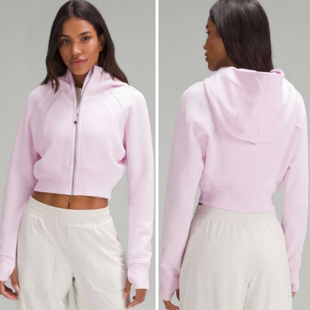 Lululemon Scuba Full-Zip Cropped Hoodie in Meadowsweet Pink